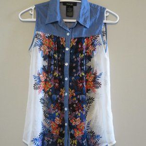 Style & Co Floral Button-Up Tank - Size XS